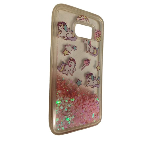 Unicorns and Ice cream glitter pink hearts phone Case - Picture 1 of 3